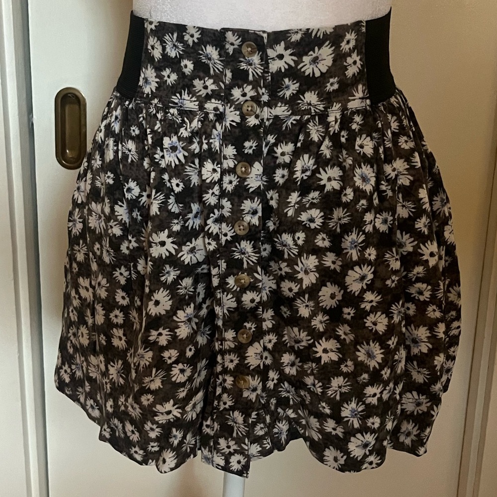 Black and White Floral Skater Skirt